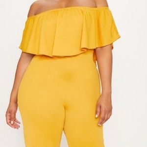 Off the shoulder ruffle jumpsuit